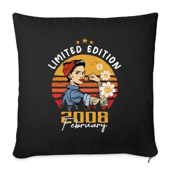 16 years old - Born in February 2008 - Sofa pillowcase 17,3'' x 17,3'' (45 x 45 cm) - black - Front