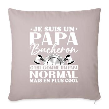 Papa Bûcheron C'est Comme Un Papa Normal - Housse de coussin décorative 45 x 45 cm - taupe clair - Devant
