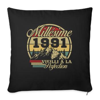 Vintage 1991, Vintage 1991 Birthday Gift - Sofa pillowcase 17,3'' x 17,3'' (45 x 45 cm) - black - Front