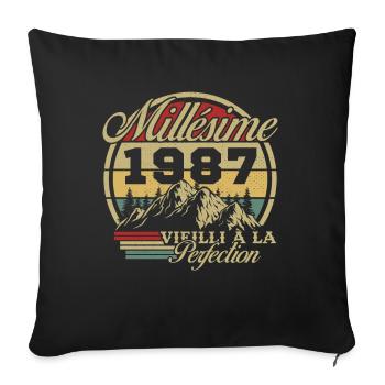 Millésime 1987, Cadeau D'anniversaire Vintage 1987 - Housse de coussin décorative 45 x 45 cm - noir - Devant