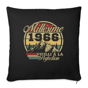 Vintage 1966, Vintage 1966 Birthday Gift - Sofa pillowcase 17,3'' x 17,3'' (45 x 45 cm) - black - Front