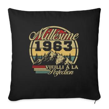 Millésime 1963, Cadeau D'anniversaire Vintage 1963 - Housse de coussin décorative 45 x 45 cm - noir - Devant