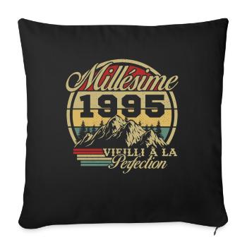 Millésime 1995, Cadeau D'anniversaire Vintage 1995 - Housse de coussin décorative 45 x 45 cm - noir - Devant