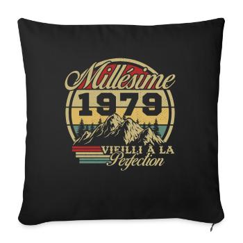 Millésime 1979, Cadeau D'anniversaire Vintage 1979 - Housse de coussin décorative 45 x 45 cm - noir - Devant