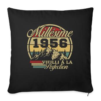 Millésime 1956, Cadeau D'anniversaire Vintage 1956 - Housse de coussin décorative 45 x 45 cm - noir - Devant