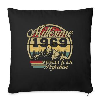 Millésime 1969, Cadeau D'anniversaire Vintage 1969 - Housse de coussin décorative 45 x 45 cm - noir - Devant