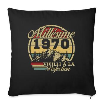 Millésime 1970, Cadeau D'anniversaire Vintage 1970 - Housse de coussin décorative 45 x 45 cm - noir - Devant