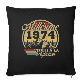 Vintage 1974 - Sofa pillowcase 17,3'' x 17,3'' (45 x 45 cm) - black - Front