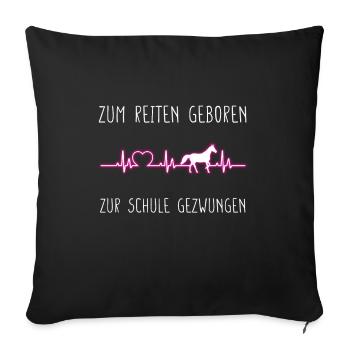 Né pour rouler, forcé d’aller à l’école - Housse de coussin décorative 45 x 45 cm - noir - Devant