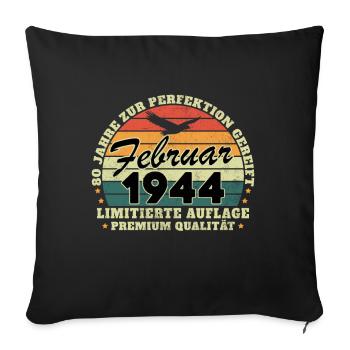 Vintage 1944 février rétro cadeau d’anniversaire - Housse de coussin décorative 45 x 45 cm - noir - Devant