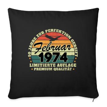 Vintage rétro février 1974 cadeau d’anniversaire - Housse de coussin décorative 45 x 45 cm - noir - Devant