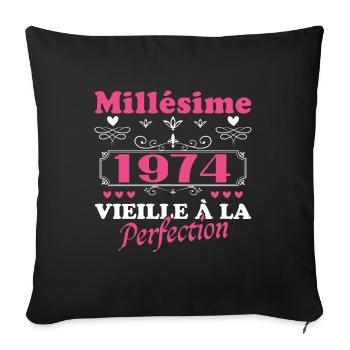 Vintage Woman 1974 Gift Anniversary Humor - Sofa pillowcase 17,3'' x 17,3'' (45 x 45 cm) - black - Front