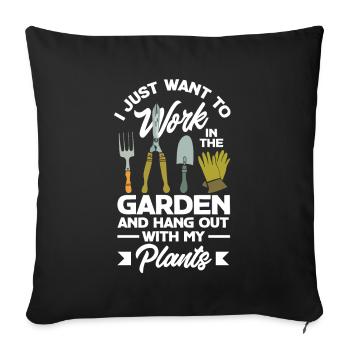 Jardinier, Jardinier, Jardinier, Jardinier Amateur, Plantes - Housse de coussin décorative 45 x 45 cm - noir - Devant