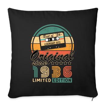 Vintage Birthday Joy 1936 - Sofa pillowcase 17,3'' x 17,3'' (45 x 45 cm) - black - Front