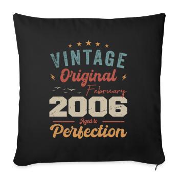 Né en février 2006 millésime 2006 anniversaire - Housse de coussin décorative 45 x 45 cm - noir - Devant