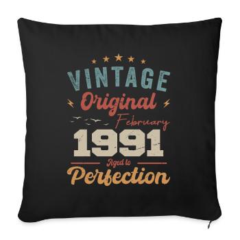 Born in February 1991 vintage 1991 Birthday - Sofa pillowcase 17,3'' x 17,3'' (45 x 45 cm) - black - Front