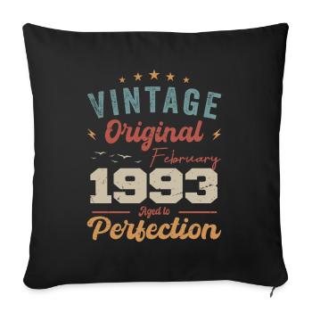 Né en février 1993 millésime 1993 anniversaire - Housse de coussin décorative 45 x 45 cm - noir - Devant