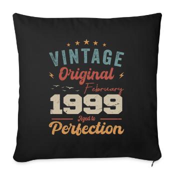 Né en février 1999 millésime 1999 anniversaire - Housse de coussin décorative 45 x 45 cm - noir - Devant