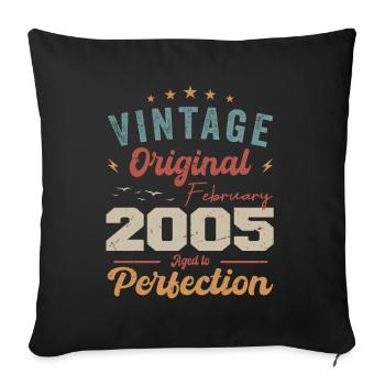 Né en février 2005 millésime 2005 anniversaire - Housse de coussin décorative 45 x 45 cm - noir - Devant