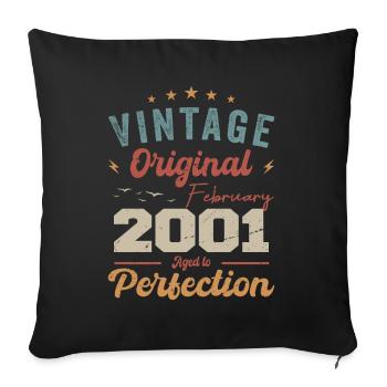 Né en février 2001 millésime 2001 Anniversaire - Housse de coussin décorative 45 x 45 cm - noir - Devant