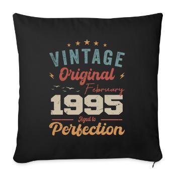 Né en février 1995 millésime 1995 anniversaire - Housse de coussin décorative 45 x 45 cm - noir - Devant