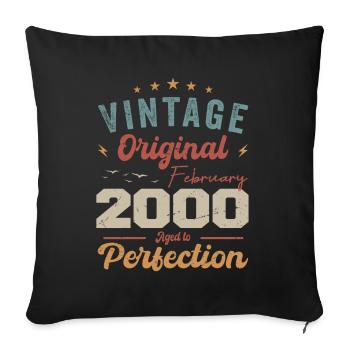 Né en février 2000 millésime 2000 anniversaire - Housse de coussin décorative 45 x 45 cm - noir - Devant