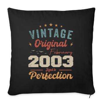 Né en février 2003 millésime 2003 anniversaire - Housse de coussin décorative 45 x 45 cm - noir - Devant