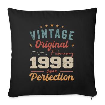 Date de naissance : février 1998, millésime 1998 - Housse de coussin décorative 45 x 45 cm - noir - Devant