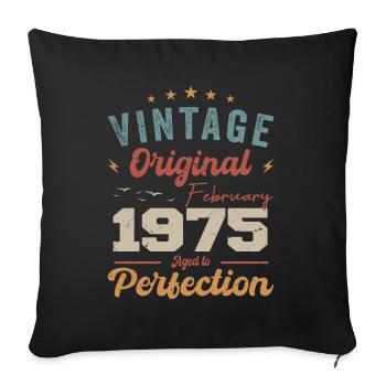 Né en février 1975 millésime 1975 anniversaire - Housse de coussin décorative 45 x 45 cm - noir - Devant