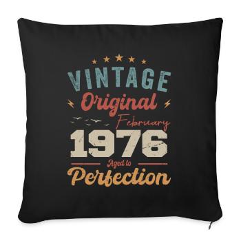 Né en février 1976 millésime 1976 anniversaire - Housse de coussin décorative 45 x 45 cm - noir - Devant