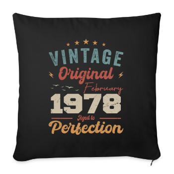 Né en février 1978 millésime 1978 anniversaire - Housse de coussin décorative 45 x 45 cm - noir - Devant