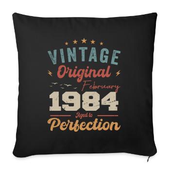 Né en février 1984 millésime 1984 anniversaire - Housse de coussin décorative 45 x 45 cm - noir - Devant