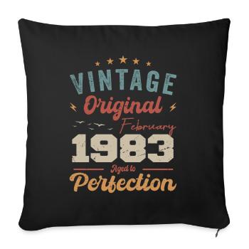 Né en février 1983 millésime 1983 anniversaire - Housse de coussin décorative 45 x 45 cm - noir - Devant