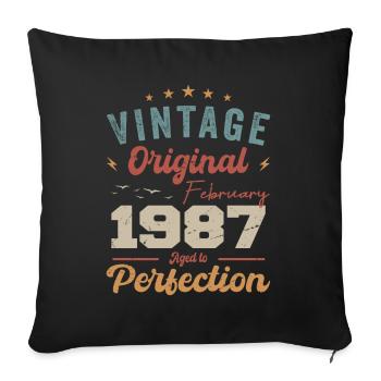 Born in February 1987 vintage 1987 birthday - Sofa pillowcase 17,3'' x 17,3'' (45 x 45 cm) - black - Front