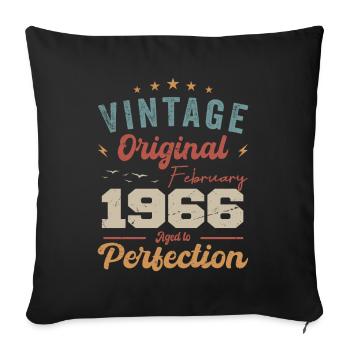 Né en février 1966 millésime 1966 anniversaire - Housse de coussin décorative 45 x 45 cm - noir - Devant