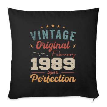 Born in February 1989 vintage 1989 birthday - Sofa pillowcase 17,3'' x 17,3'' (45 x 45 cm) - black - Front