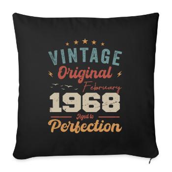 Né en février 1968 millésime 1968 anniversaire - Housse de coussin décorative 45 x 45 cm - noir - Devant
