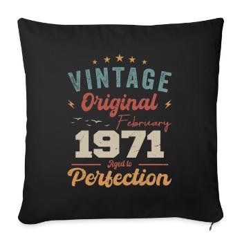 Born in February 1971 vintage 1971 birthday - Sofa pillowcase 17,3'' x 17,3'' (45 x 45 cm) - black - Front
