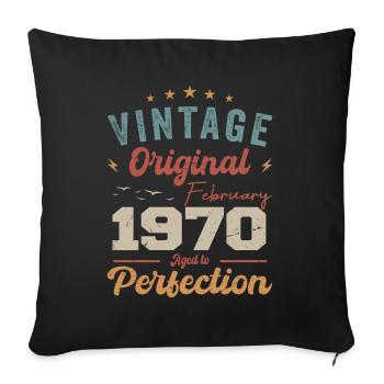Né en février 1970 millésime 1970 anniversaire - Housse de coussin décorative 45 x 45 cm - noir - Devant