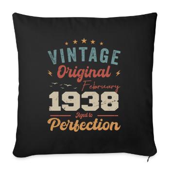 Born in February 1938 vintage 1938 birthday - Sofa pillowcase 17,3'' x 17,3'' (45 x 45 cm) - black - Front