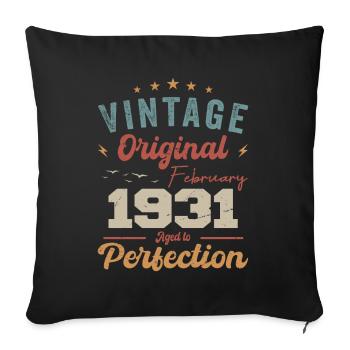 Né en février 1931 millésime 1931 anniversaire - Housse de coussin décorative 45 x 45 cm - noir - Devant