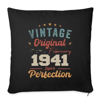Born in February 1941 vintage 1941 birthday - Sofa pillowcase 17,3'' x 17,3'' (45 x 45 cm) - black - Front