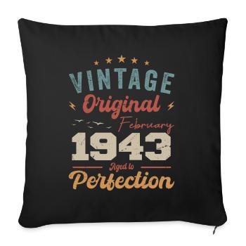 Né en février 1943 millésime 1943 anniversaire - Housse de coussin décorative 45 x 45 cm - noir - Devant