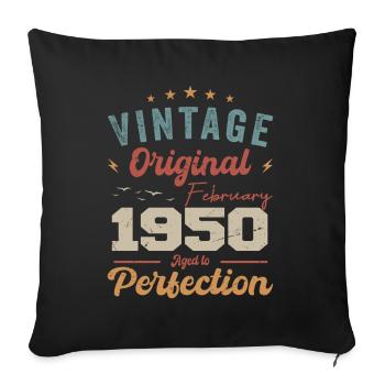 Né en février 1950 millésime 1950 anniversaire - Housse de coussin décorative 45 x 45 cm - noir - Devant