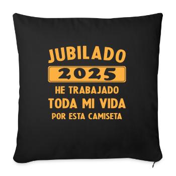 Retraité en 2025 / Retraité 2025 Cadeau Humour - Housse de coussin décorative 45 x 45 cm - noir - Devant