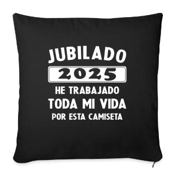 Retraité en 2025 / Retraité 2025 Cadeau Humour - Housse de coussin décorative 45 x 45 cm - noir - Devant