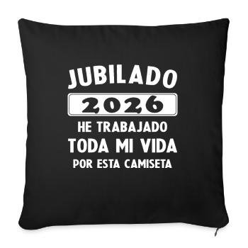 Retraité en 2026 / Retraité 2026 Cadeau d’humour - Housse de coussin décorative 45 x 45 cm - noir - Devant