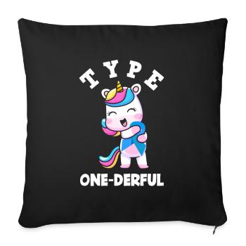 T1D Diabetes Typ 1 Diabetiker Geschenk - Sofakissenbezug 45 x 45 cm - Schwarz - Vorne