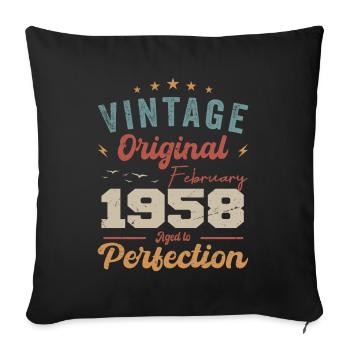 Né en février 1958 millésime 1958 anniversaire - Housse de coussin décorative 45 x 45 cm - noir - Devant