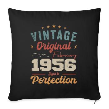 Né en février 1956 millésime 1956 anniversaire - Housse de coussin décorative 45 x 45 cm - noir - Devant